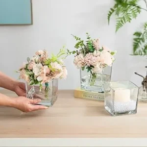 Fanal De Vidrio Cuadrado 8x8 Ideal Velas Centros De Mesa: imagen 2