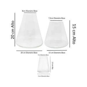 Set Kit 3 Floreros Conico De Vidrio: imagen 2