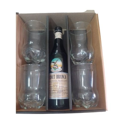 Fernet Branca 750 ml +4 Vasos Botella Vidrio: imagen 2