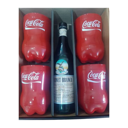 Fernet Branca 750 ml +4 Vasos Botella Vidrio Color Rojo: imagen 2