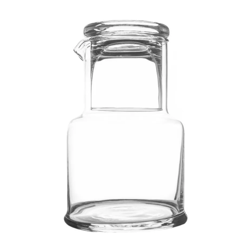 Set Jarra De Noche Vidrio 750ml + Vaso Corto Minimal 100ml