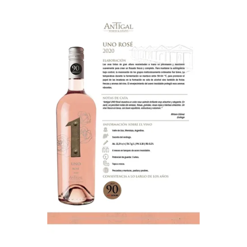 Vino 1 Rose Bodega Antigal 750 Ml Caja X 6 Unidades: imagen 2